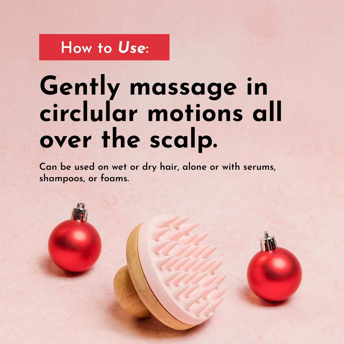 Silicone Scalp Scrubber with Wooden Handle