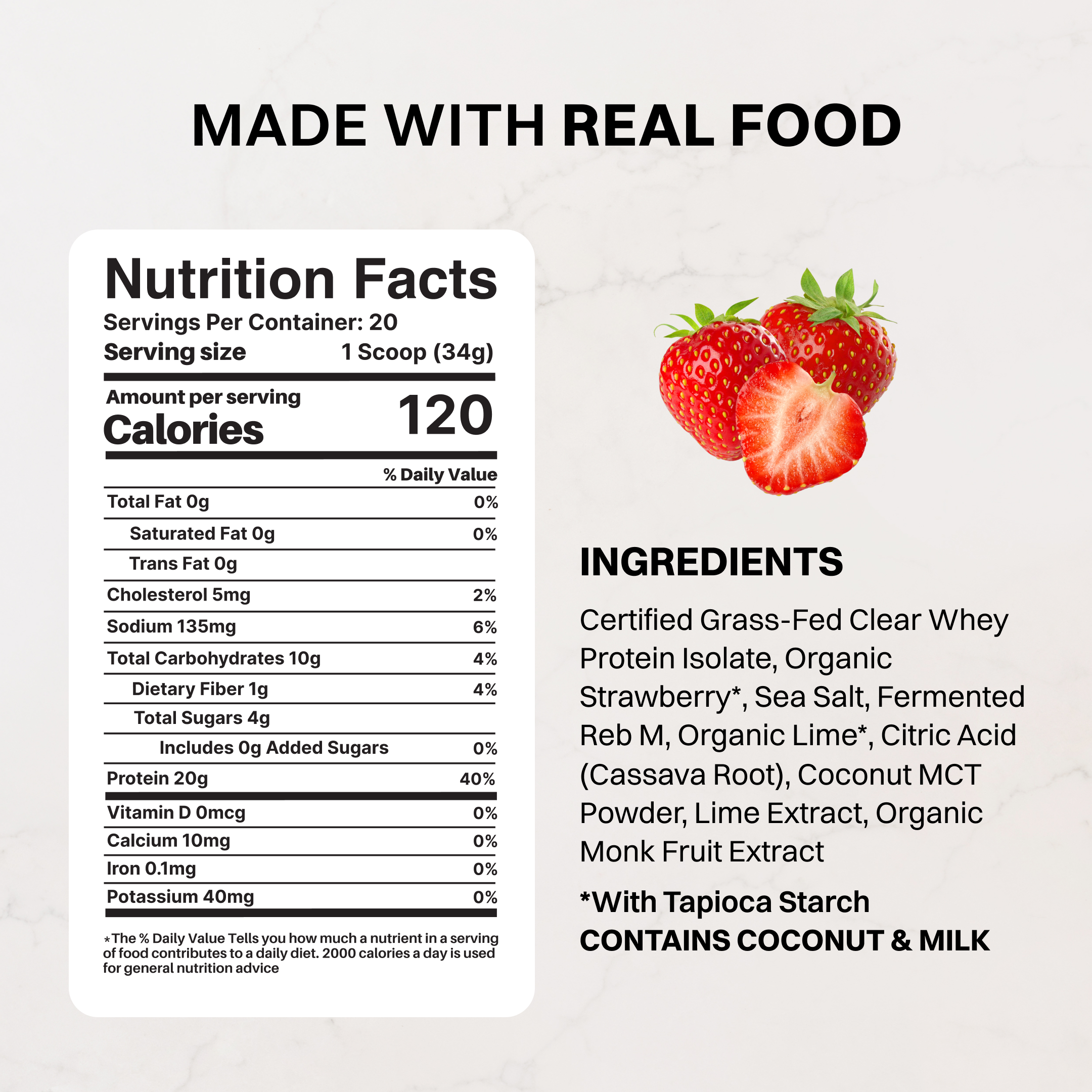 Strawberry Slush Clear Protein Powder — 20 Servings, 20g Protein