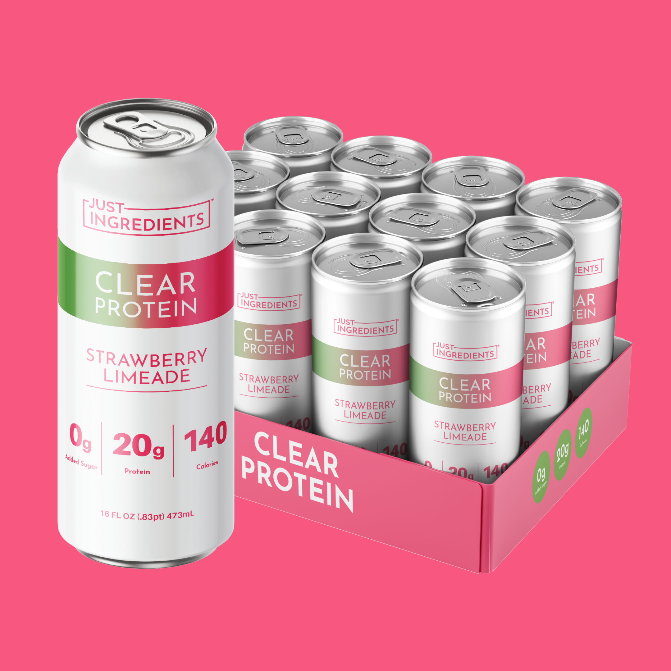 Strawberry Limeade Clear Protein — 12 Pack (16 fl oz cans)